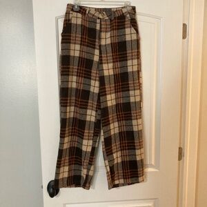 Wide leg plaid pants